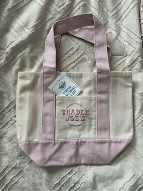 Trader Joe's Pink Striped Canvas Tote